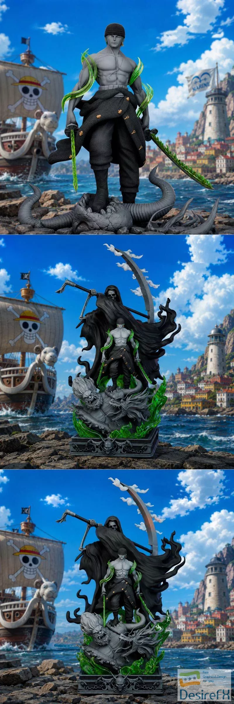 Bulma Website Example Download Kaiju3D - Roronoa Zoro Grim Reaper 3D Print - DesireFX.COM