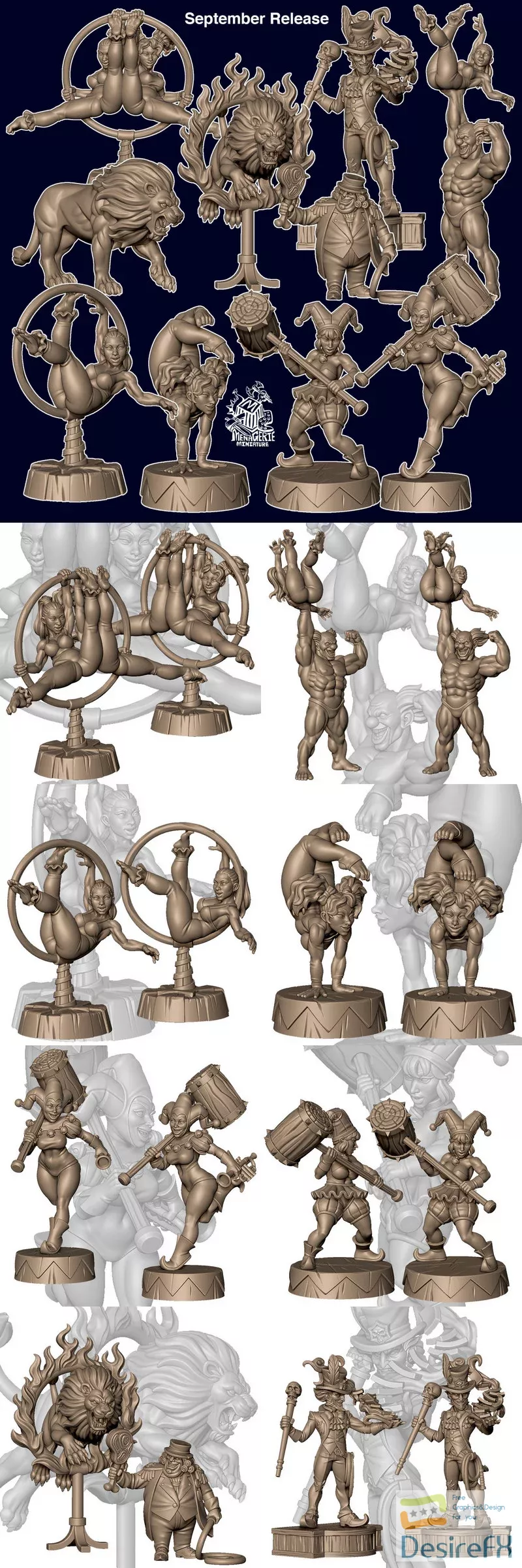 Lion Rioaring Vector Download Menagerie Miniature - Carnival Circus - 3D Print - DesireFX.COM