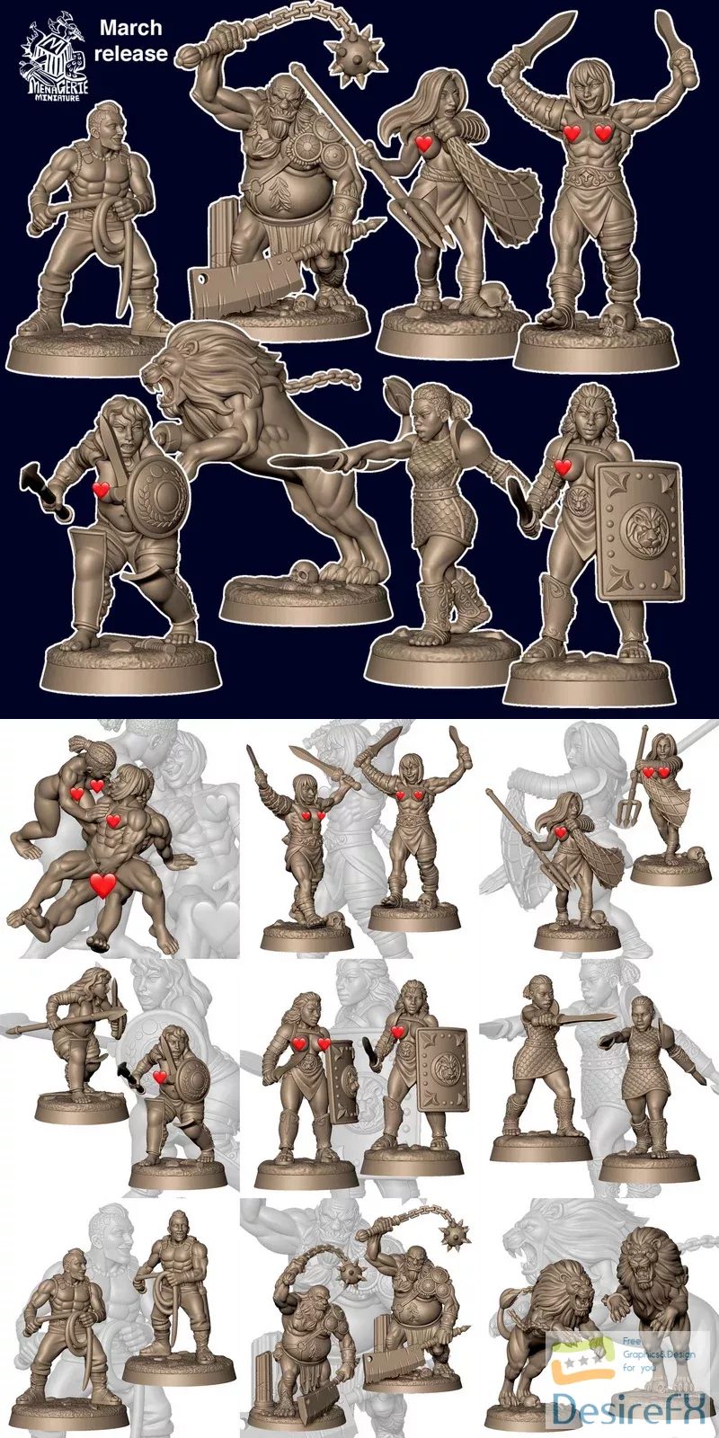 Download Menagerie Miniature - Gladiators - 3D Print - DesireFX.COM